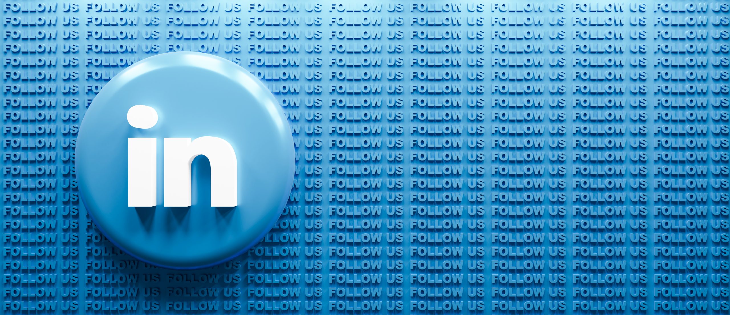 3d rendering linkedln logo with follow us text background